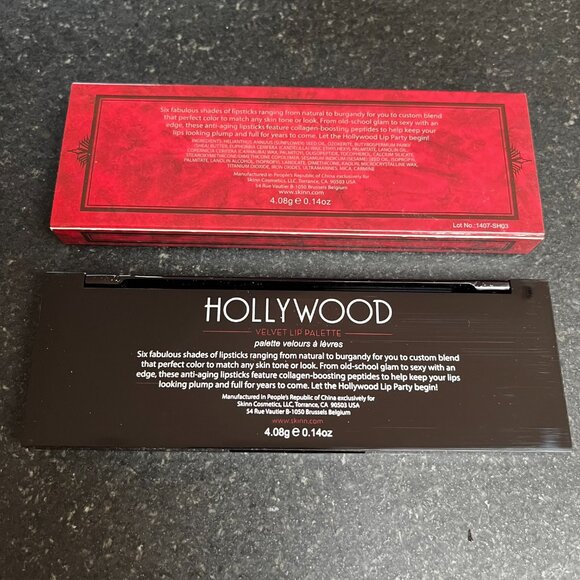 SKINN Hollywood Velvet Lip Palette Dimitri James Six Shades 2 Brushes New in Box - Picture 2 of 4